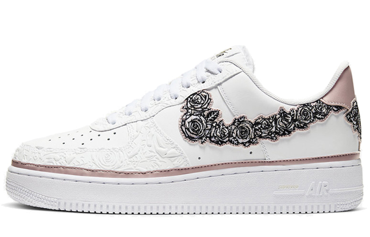 Кеды Nike Air Force 1 (белые с цветами) — Белый — фото 1