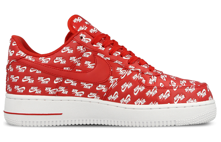 Мужские кроссовки Nike Air Force 1 All Over Logo (красные) — фото 3