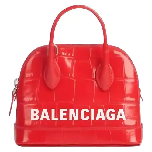Balenciaga Calfskin Handbag Mini Women's Vermilion & White