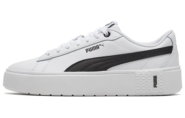 PUMA Smash Platform V2 Abrasion Resistant Lightweight Breathable Low top Skateboard Shoes Women's Black White