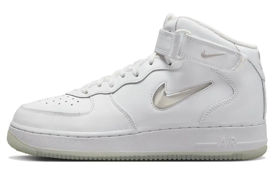 Nike Air Force 1 Mid top Skateboard Shoes Unisex White Gemstone