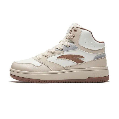 Anta Zero Sense Slip Resistant Abrasion Resistant Mid top Skateboard Shoes Women's White Beige Brown