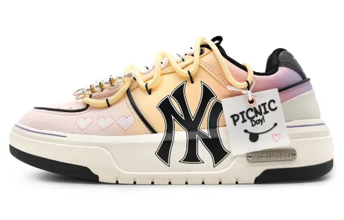 MLB Chunky Liner Pu Abrasion Resistant Height Increasing Low top Skateboard Shoes Unisex Yellow Pink Purple