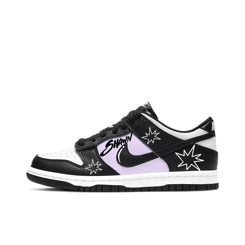 Nike Dunk SB Leather Abrasion Resistant Low top Skateboard Shoes Unisex Black Purple