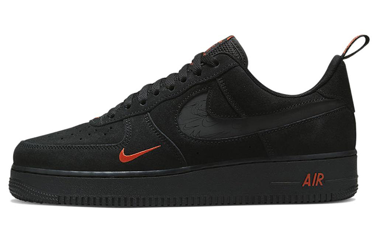 Мужские кроссовки Nike Air Force 1 (черно-оранжевые)