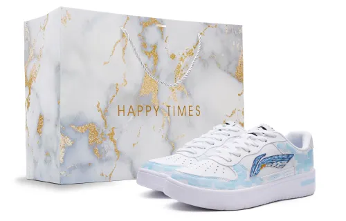 Li Ning Floating Boat Slip Resistant Abrasion Resistant Low top Skateboard Shoes Men's White Blue