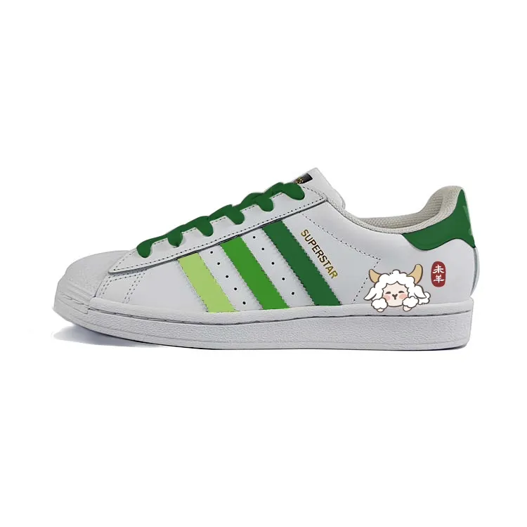 Adidas Originals SUPERSTAR Leather Slip Resistant Low top Skateboard Shoes Unisex White Green