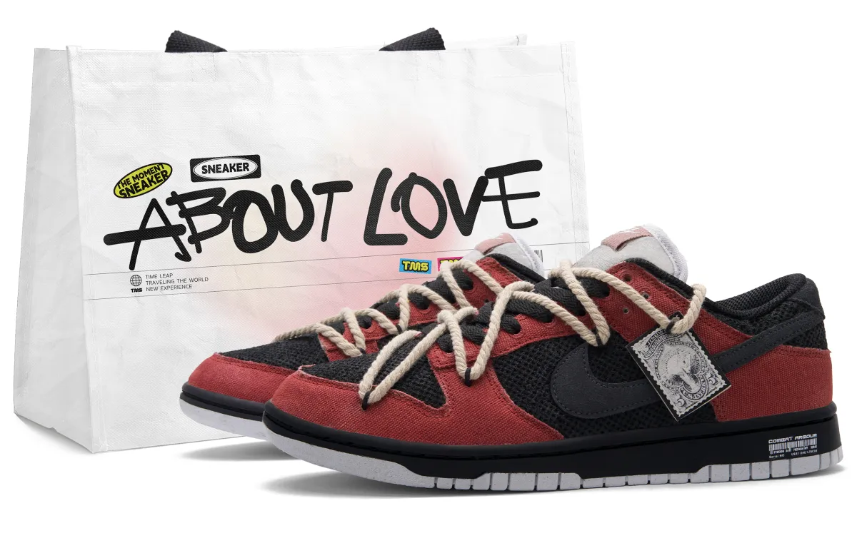 Nike Dunk Red Black Street Low top Skateboard Shoes Unisex Black Red
