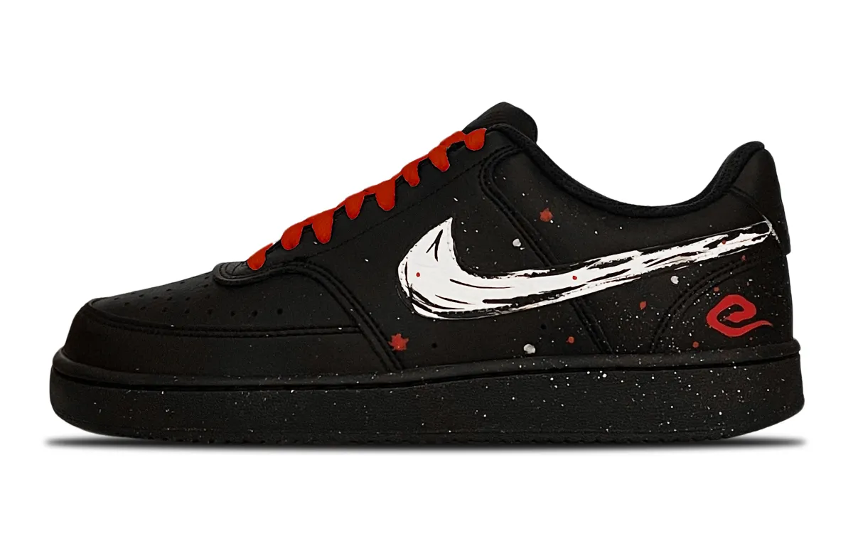 Nike Court Vision Low Cushioning Low top Skateboard Shoes Unisex Black Red