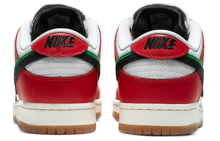 Кеды Nike x Frame Skate Dunk SB habibi (бело-красные) — Белый / красный / зелёный — фото 5