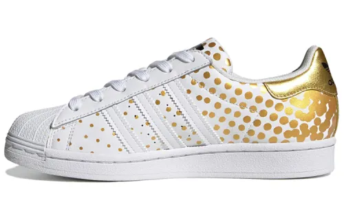 Adidas Originals Superstar Collection Skateboard Shoes Women's Low Top Gold/White