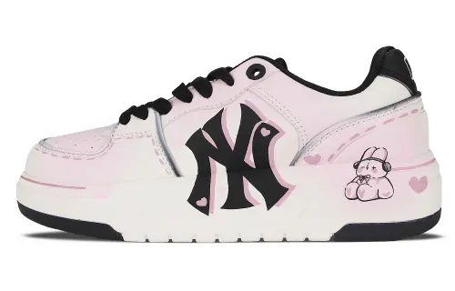 MLB Chunky Liner Music Bunny Pu Abrasion Resistant Height Increasing Low top Skateboard Shoes Unisex White Pink