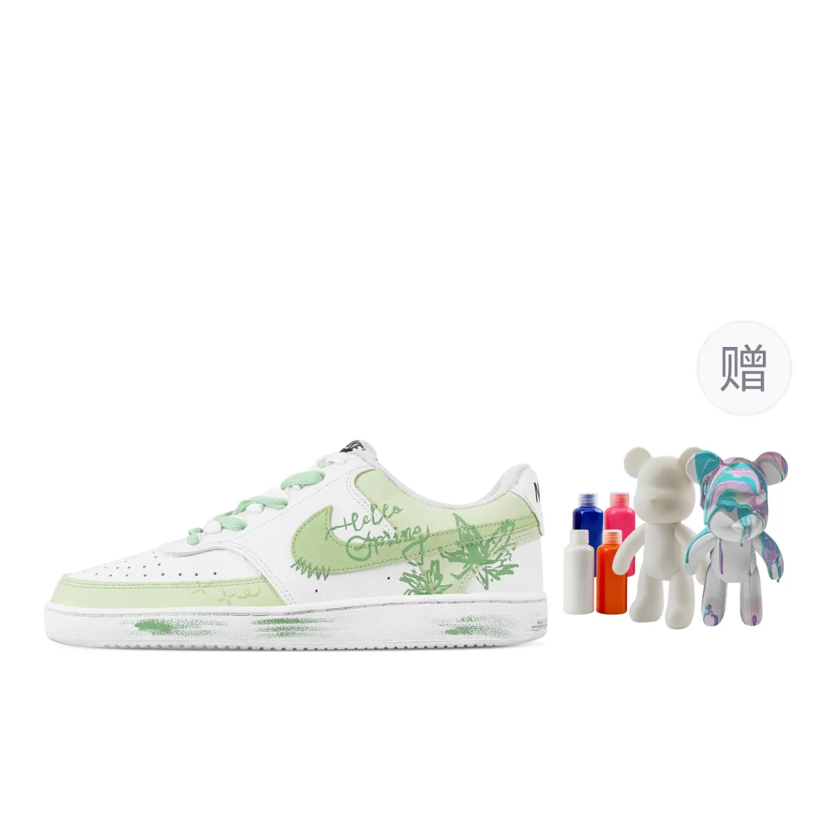 Nike Court Vision 1 Mint, Fluid Bear Abrasion Resistant Low top Skateboard Shoes Men's Green White