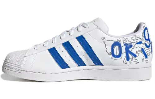Adidas Originals Superstar Cozy Wear Resistant Casual Skate Shoes White Blue Unisex 'White Blue'