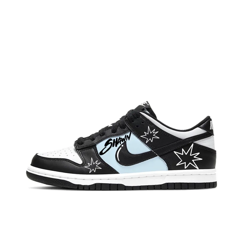 Nike Dunk SB Blue Flame Ice Star, Classic Fashion Abrasion Resistant Low top Skateboard Shoes Unisex Black Blue