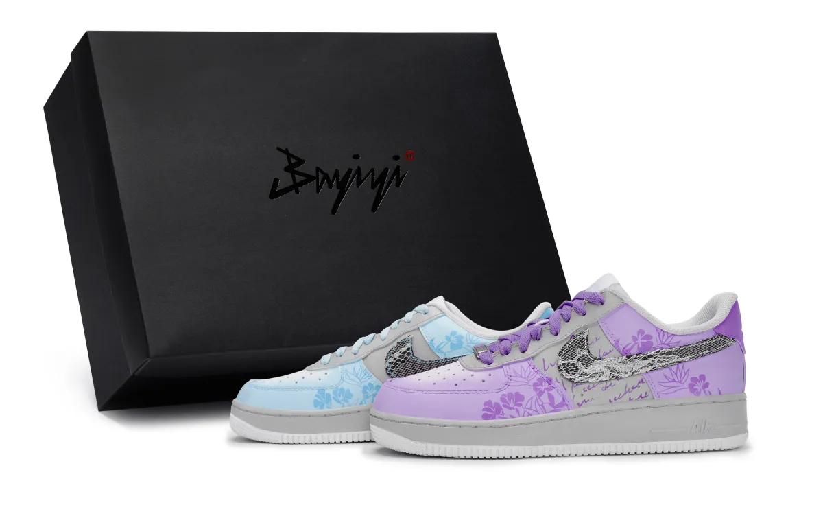 Nike Air Force 1 811 Manufacturing, Blue Wind Golden Speech Blue Purple, Special Shoe Box Low top Skateboard Shoes