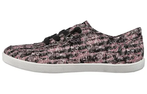 Skechers Bob's B Cute Fur Tastic Canvas Low top Skateboard Shoes Women's Pink Black Tie Dye