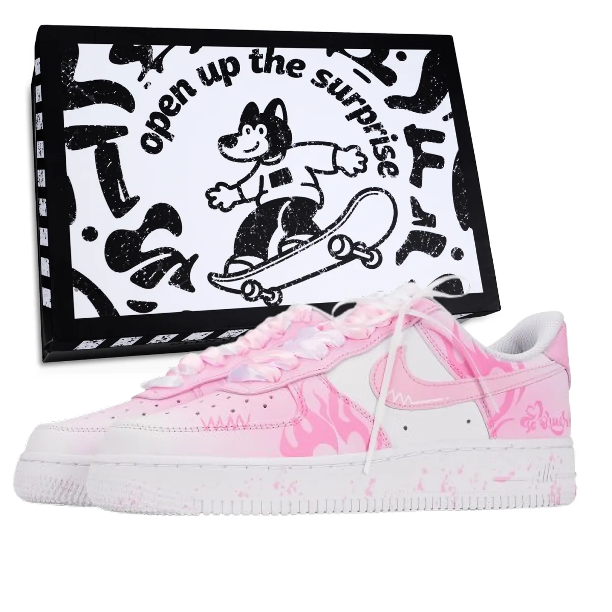 Nike Air Force 1 Slip Resistant Abrasion Resistant Low top Skateboard Shoes Unisex Pink