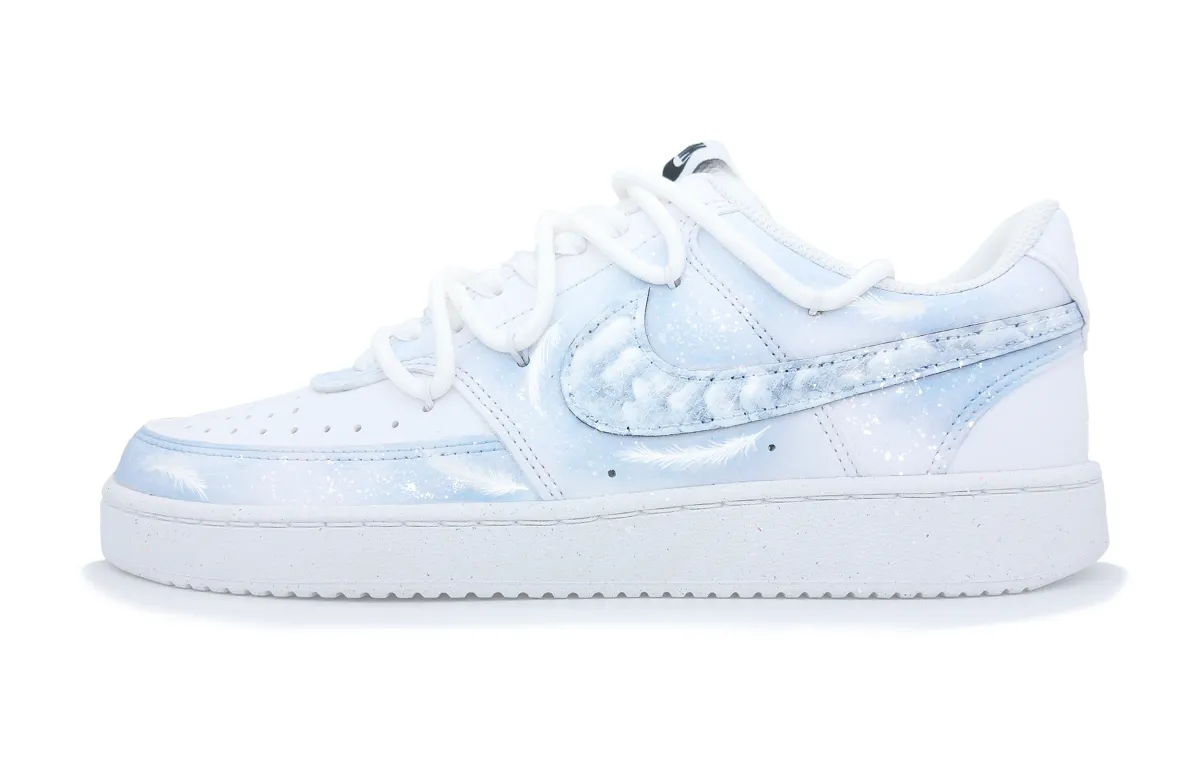 Nike Court Vision 1 Angel Leather Slip Resistant Cushioning Abrasion Resistant Low top Skateboard Shoes Unisex Sky Blue