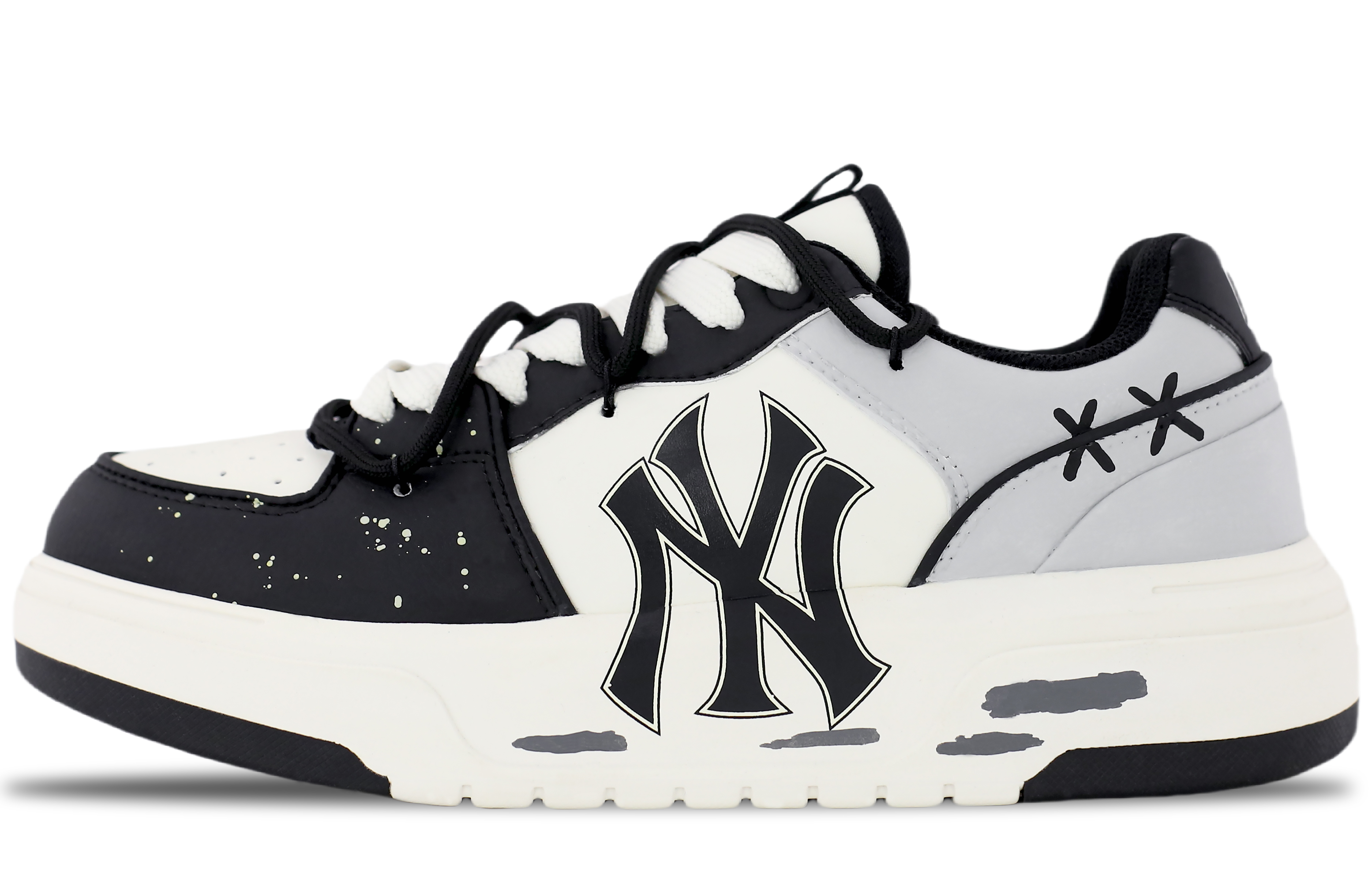 MLB Chunky Liner Low top Skateboard Shoes Unisex Black White