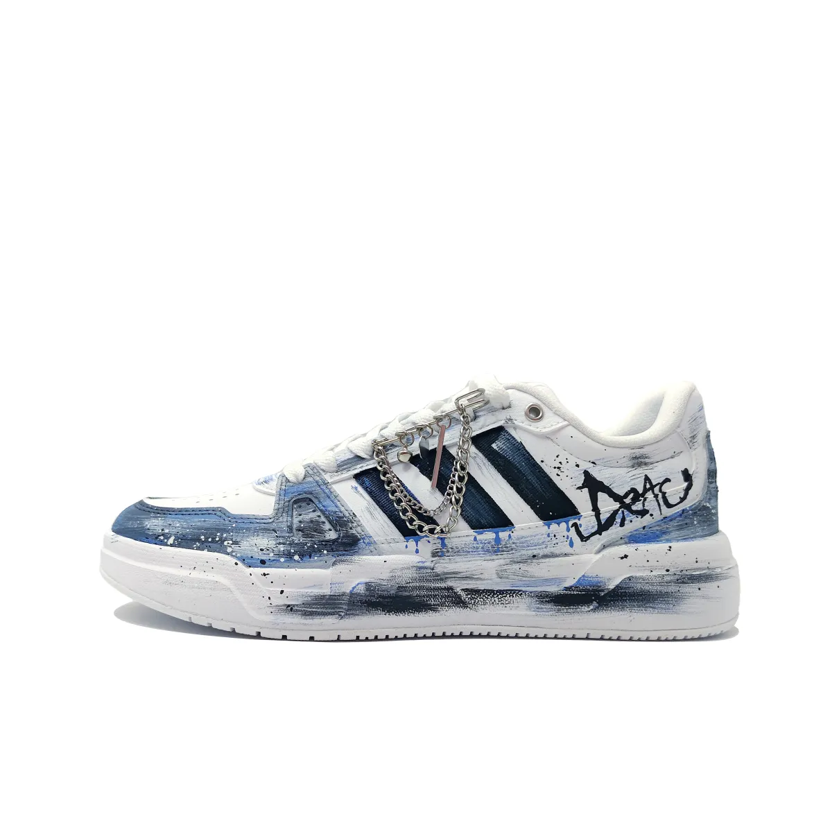 Adidas LITE BALLER Street Graffiti MH Project Pu Abrasion Resistant Low top Skateboard Shoes Unisex Light Blue