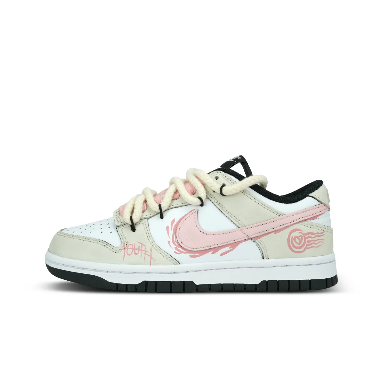 Nike Dunk Pearl Peach Leather Low top Skateboard Shoes Unisex White Pink