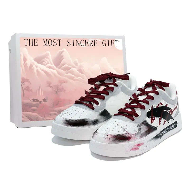 Anta Life Collection Slip Resistant Cushioning Low top Skateboard Shoes Men's White Black Red