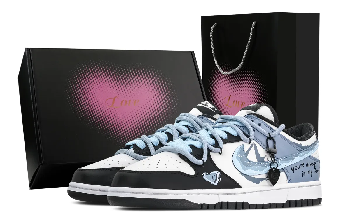 Nike Dunk Wave, Heart Box Abrasion Resistant Abrasion Resistant Low top Skateboard Shoes Unisex Black Blue