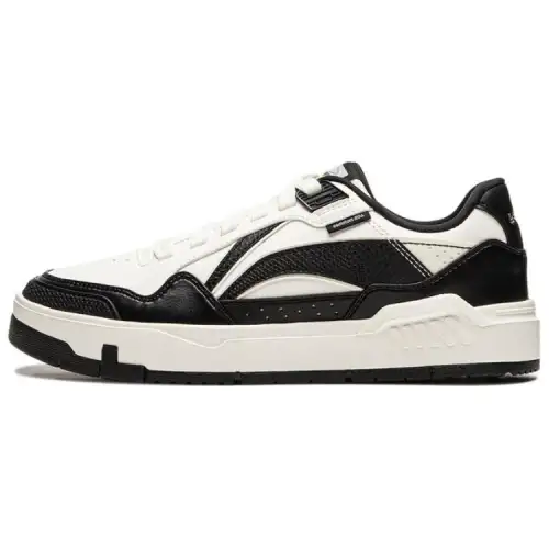 Li Ning Common 80s Slip Resistant Abrasion Resistant Low top Skateboard Shoes Women's White Black