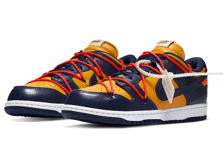 Кеды Nike x OFF-WHITE Dunk LTHR OW (сине-желтые) — 黑曜石/黄 — фото 3