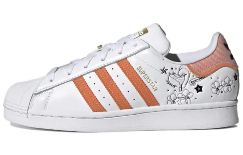 Adidas Originals Superstar Low top Skateboard Shoes Women's White Orange Gold