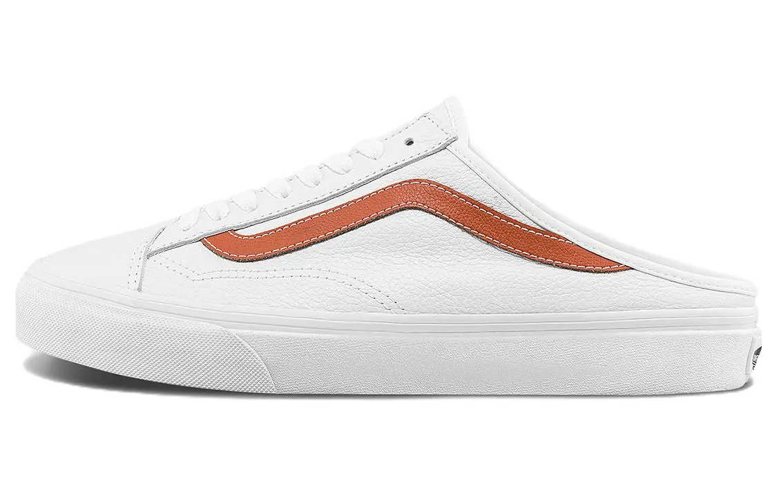 Vans Style 36 Leather Abrasion Resistant Lightweight Breathable Low top Skateboard Shoes Unisex White Orange