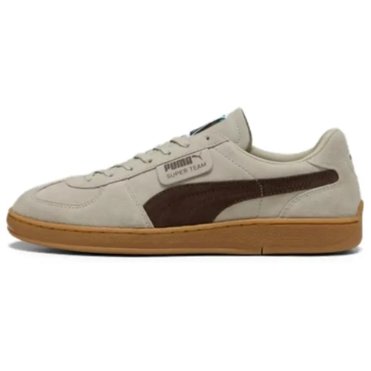 PUMA SUPER TEAM Abrasion Resistant Low top Skateboard Shoes Unisex Gray Tan Taupe