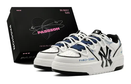 MLB Chunky Liner Minimalist Style, Preppy Style, Function Graffiti Low top Skateboard Shoes Unisex Blue White