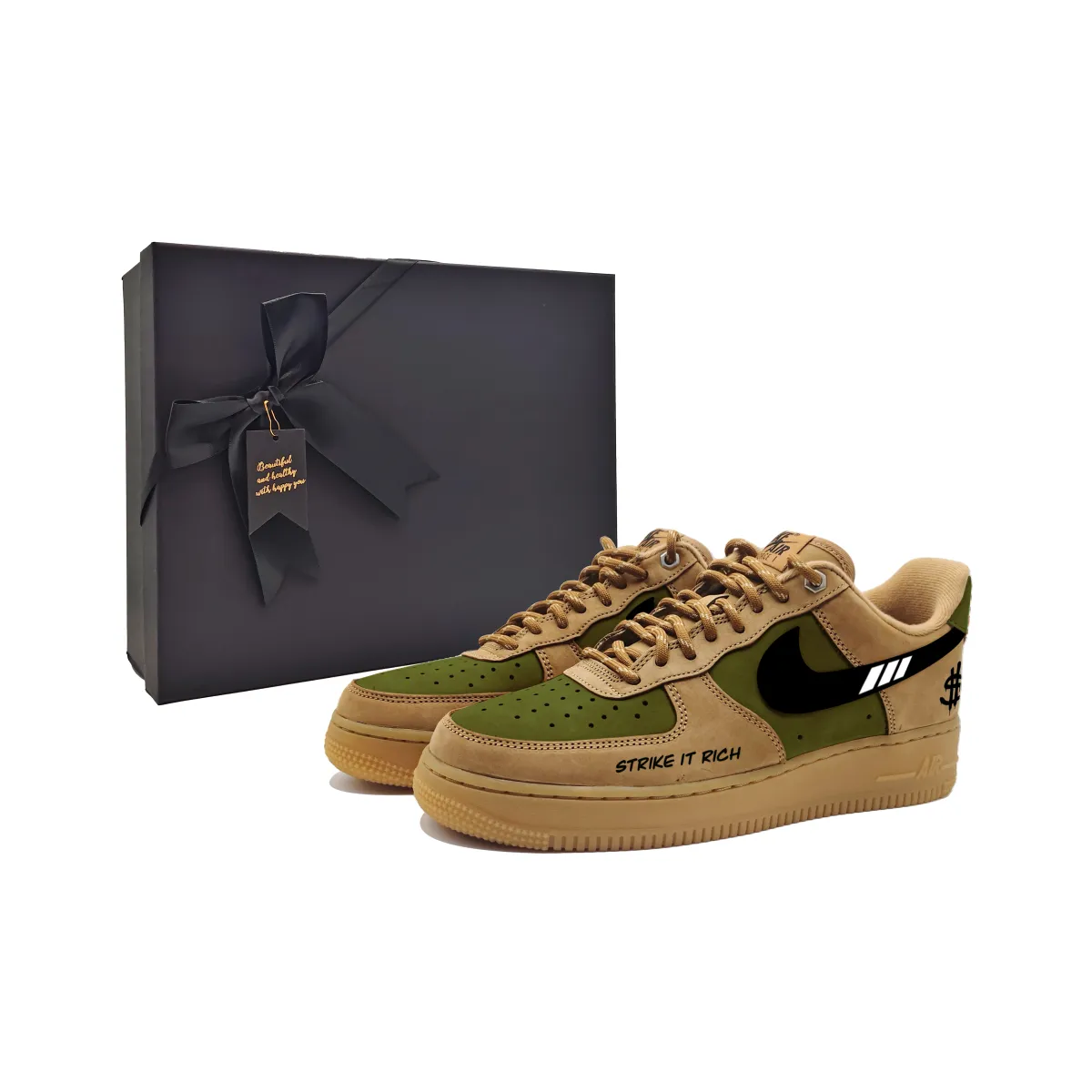 Nike Air Force 1 Skateboard Shoes Unisex Low Top Green/Black/White