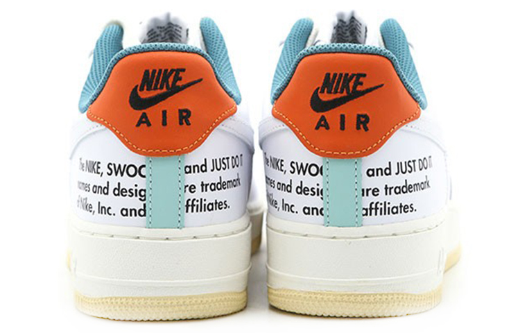 Мужские кеды Nike Air Force 1 (бело-зелено-оранжевые) — фото 4