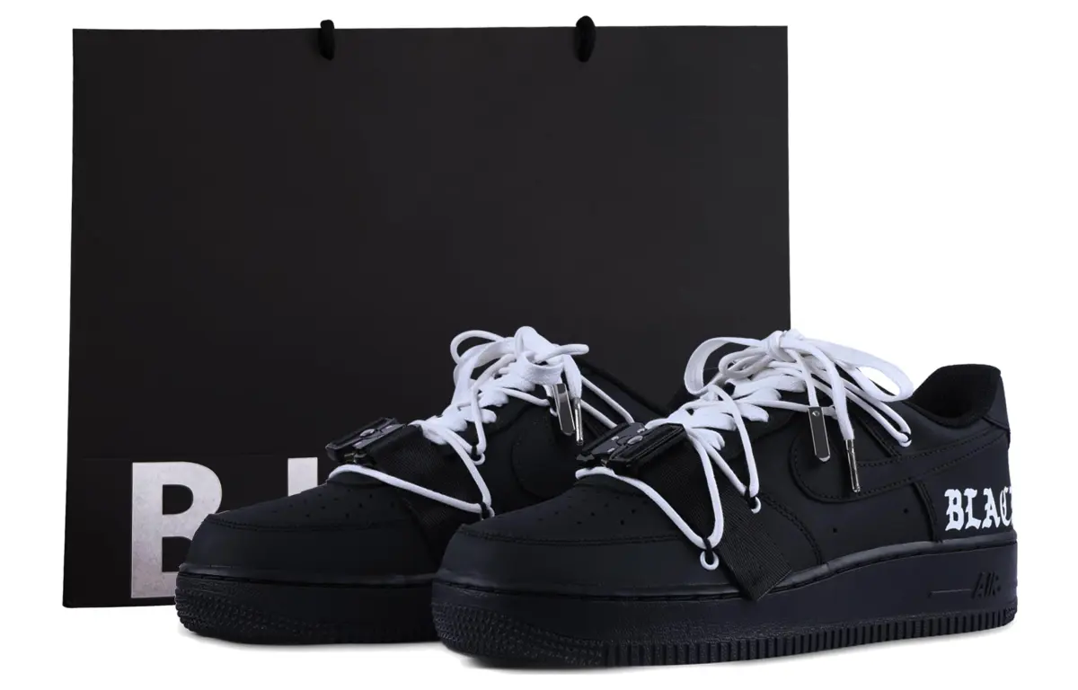 Nike Air Force 1 Pu Abrasion Resistant Balance Low top Skateboard Shoes Unisex Black White