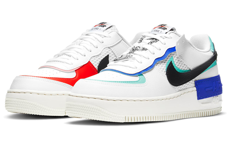 Женские кеды Nike Air Force 1 Shadow (бело-сине-красные) — 白/兰/红/黑 — фото 3