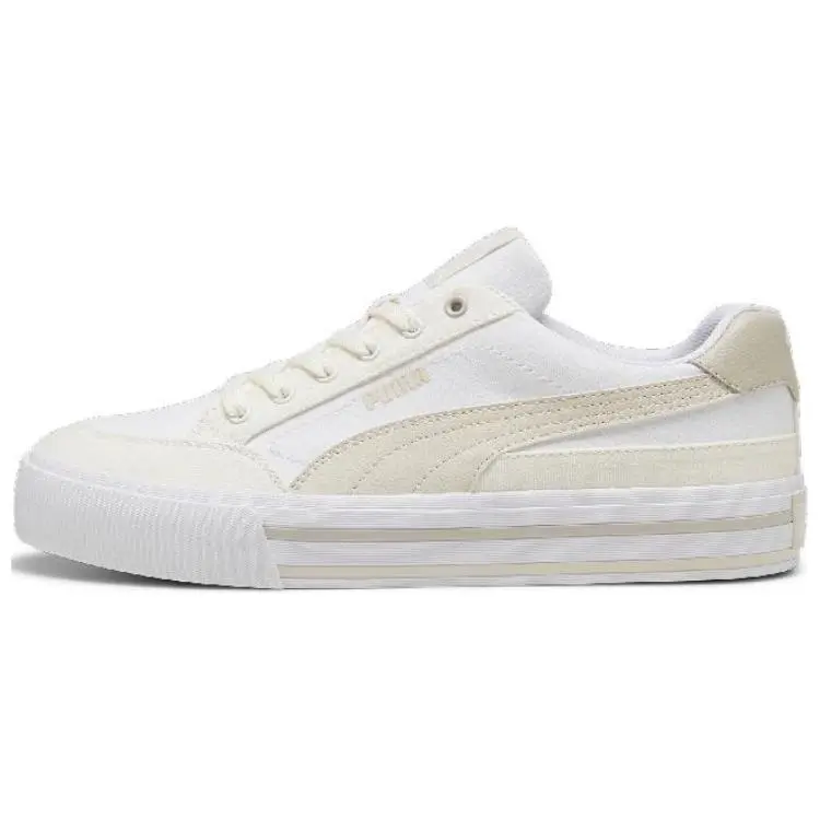 PUMA COURT CLASSIC VULC FS Vulc FS Coverage Abrasion Resistant Breathable Low top Skateboard Shoes Unisex White Beige