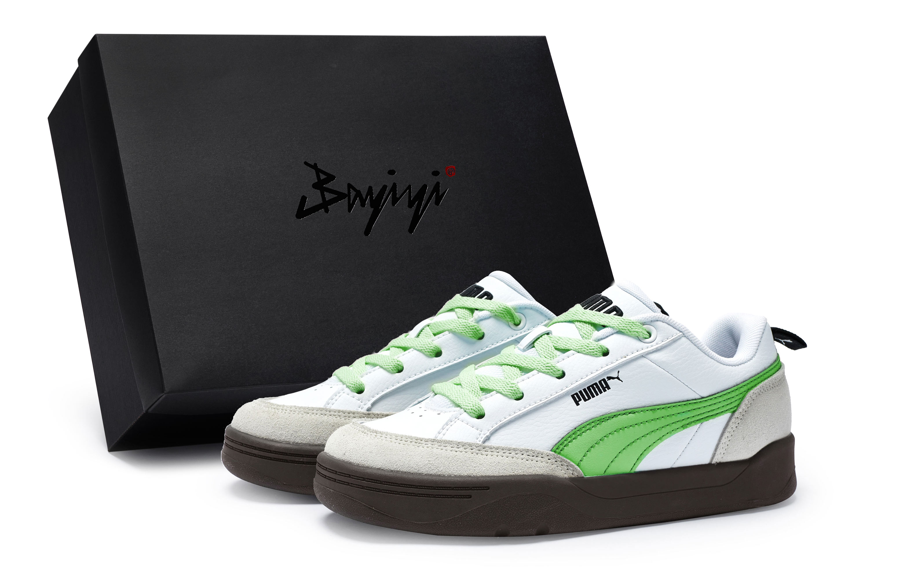 PUMA Park Lifestyle Slip Resistant Slip Resistant Low top Skateboard Shoes Unisex White Gray Green