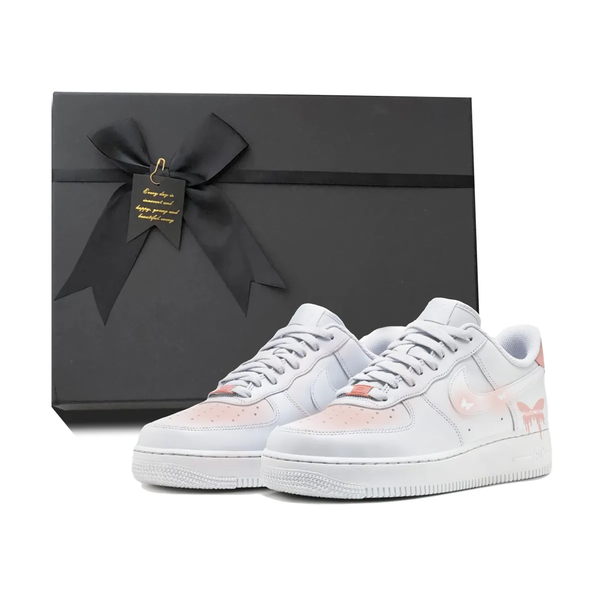 Nike Air Force 1 Slip Resistant Abrasion Resistant Balance Low top Skateboard Shoes Unisex White Pink