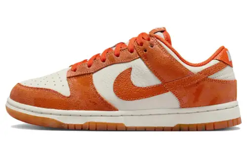 Nike Dunk 'Cracked Orange' Abrasion Resistant Breathable Low top Skateboard Shoes Women's White Orange