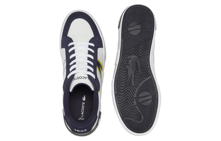 LACOSTE Leather Low top Skateboard Shoes Men's Blue White
