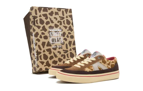 Vision Street Wear Stick Animal Series Suede Fur Casual Sports Gift Box Low-top Sneakers Unisex Giraffe Brown Pattern