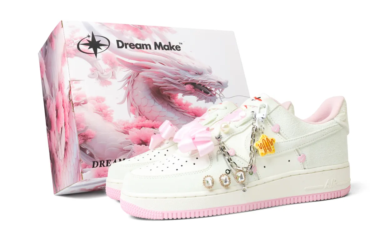 Nike Air Force 1 Pink Romantic Pink Box Slip Resistant Cushioning Low top Skateboard Shoes Women's Ecru