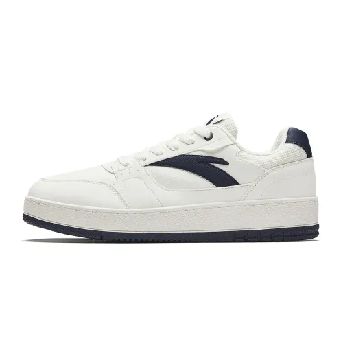 Anta First Year Abrasion Resistant Height Increasing Low top Skateboard Shoes Men's Ivory White/navy Black