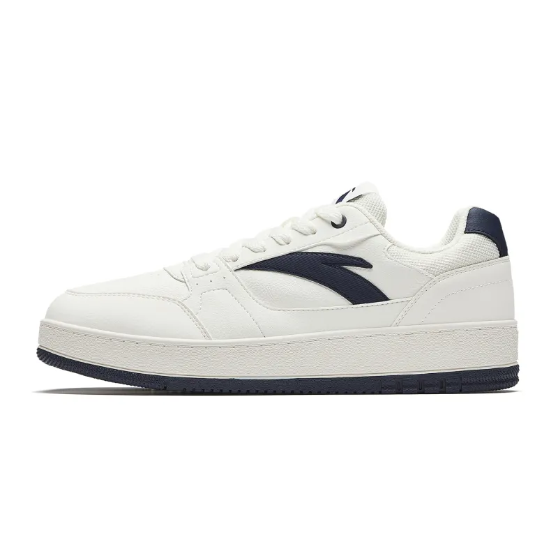 Anta First Year Abrasion Resistant Height Increasing Low top Skateboard Shoes Men's Ivory White/navy Black