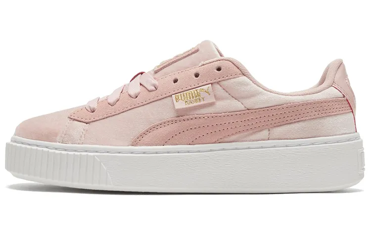 PUMA Platform Velvet Pink/White Low Casual Board Shoes Women's