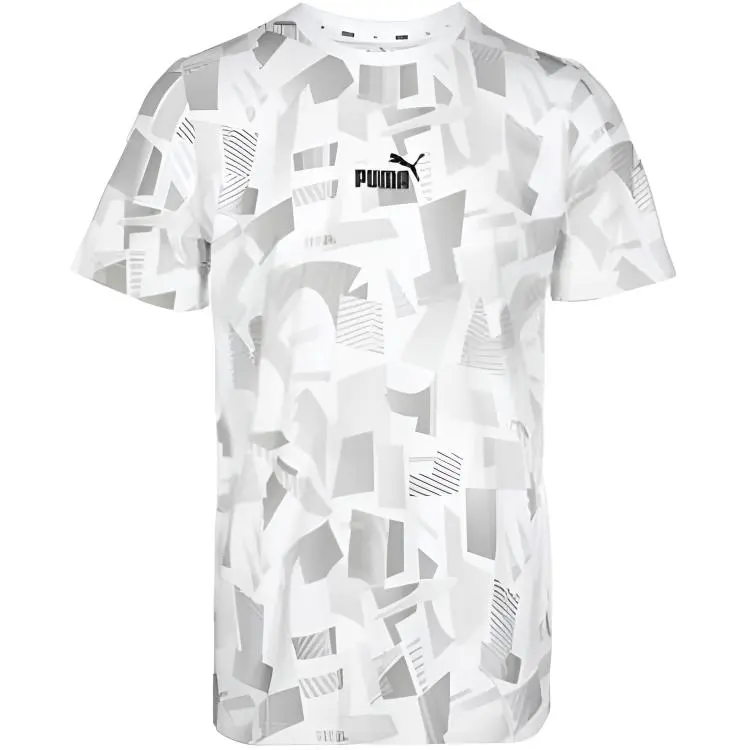 PUMA T-Shirts Men's White Crew Neck Moderate Straight Fit