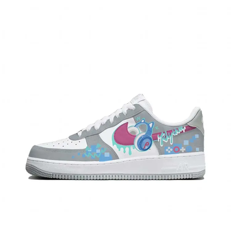 Nike Air Force 1 Slip Resistant Low top Skateboard Shoes Men's Gray White